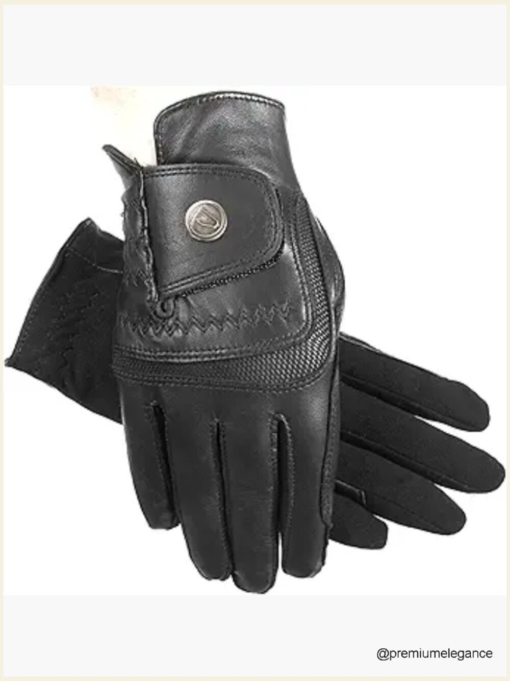 Cabretta Leather Hybrid Riding Gloves Velcro Closure